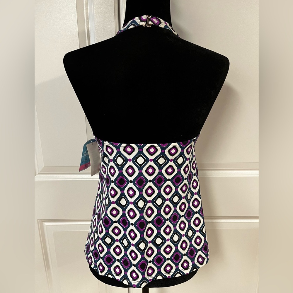 Swim Solutions Printed Metallic Tankini Swim Top - Picture 3 of 10